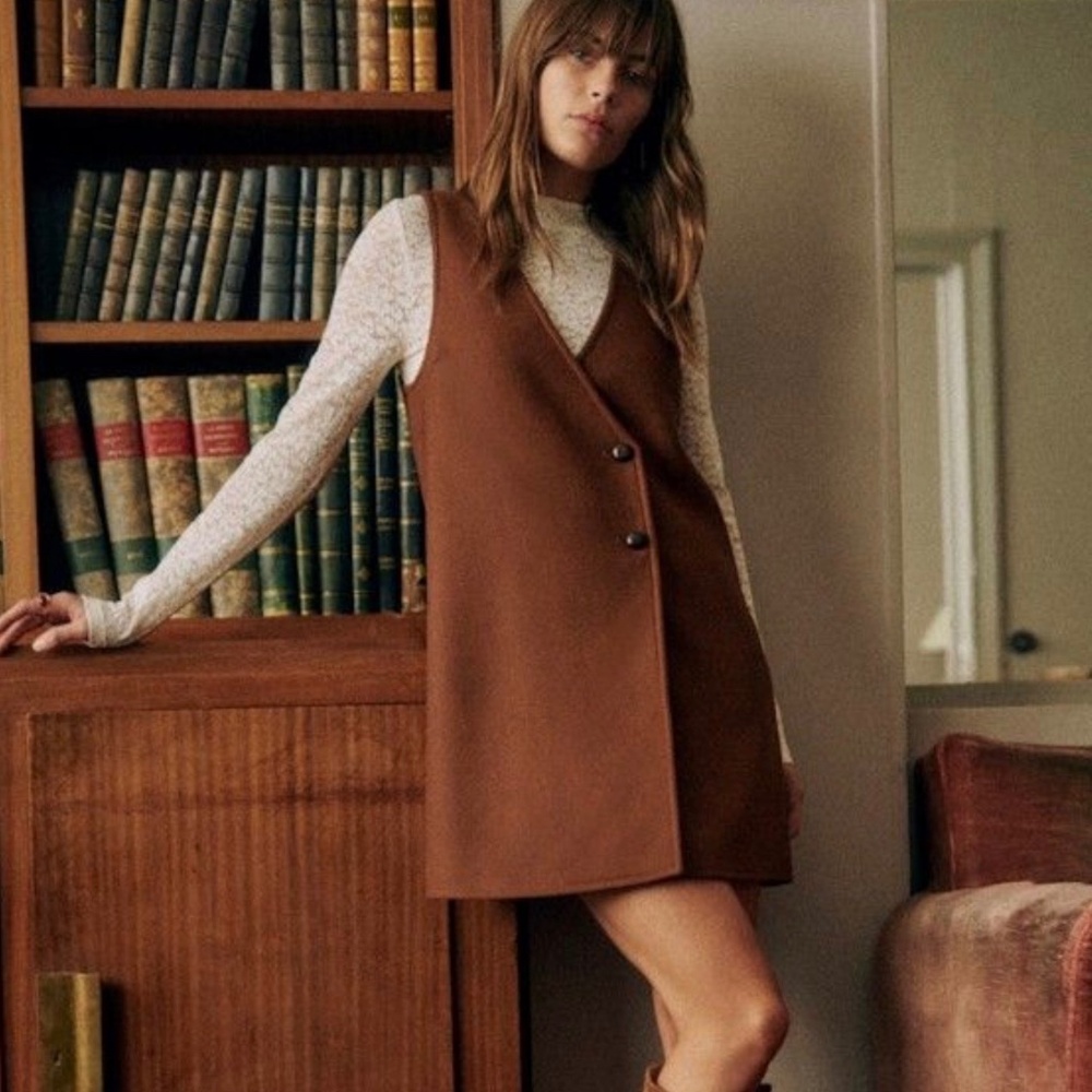 Sezane Natty Dress Brown US Size 10